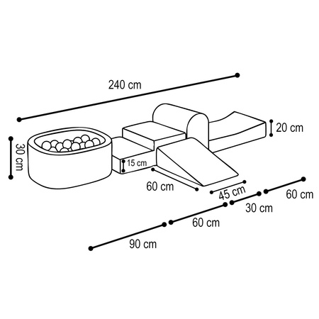 MISIOO Mini Spielplatz (+Pool und 100 Bälle), graues Lammfell