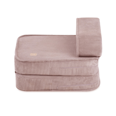 MISIOO Fotel rozkładany dla dziecka, 150x60x25 cm, różowy sztruks premium