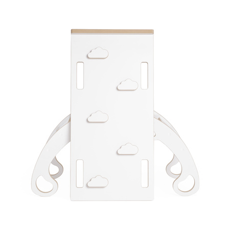 MISIOO Babywippe Mini Rocker XS 4in1 + Kletterwand/Rutsche + Kissen Hellgrau, Holzspiel