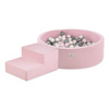 MISIOO Spielplatz Bällebad 90x30 + Stufe (+200 Bälle: pearl, silver, light pink pearl), rosa, smart