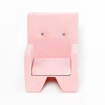 MISIOO Sessel, rosa - graue Knöpfe, Samt - Premium Kollektion