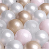 MISIOO Dry Ball Pool, 90x30 cm, rund, Rose, Puffy Lamell, 200 Bälle: Perle, Gold, helles Perlrosa