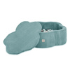 MISIOO Bällebad mit Matte, 95x30, blau, Premium Cord, Floral Fun Zone, 200 Bälle: pearl, pearl mint, silver