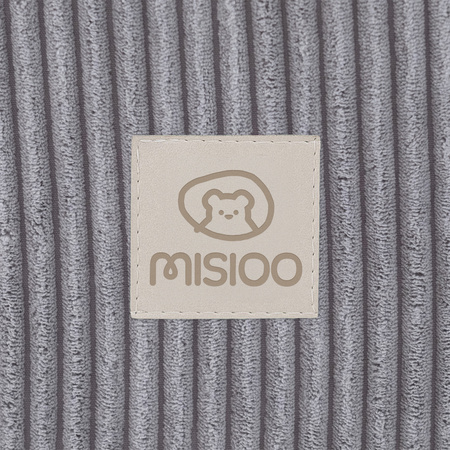 Misioo Basen z piłkami, szary, okrągły, sztruks premium, 90x30, 200 piłek: perłowy, jasny niebieski, srebrny