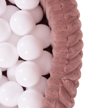 MISIOO Dry Ball Pool, 90x30 cm, rund, Rose, Puffy Lamell, 200 Bälle: Perle, Gold, helles Perlrosa