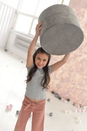 MISIOO Pufa, 40x30 cm, okrągła, marmurowy biały