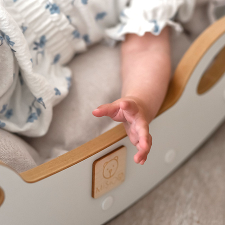 MISIOO Baby Wippe Mini Rocker XS 2in1 + Kissen Licht Beige, weiß, Holzspiel