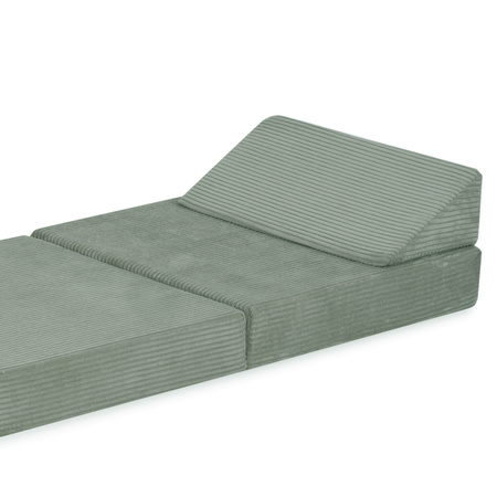 MISIOO Grand matelas avec dossier Foldie, velours côtelé vert premium