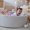 MISIOO Dry Ball Pool, 90x30 cm, rund, Creme, Softie Canvas, 200 Bälle: pearl, gold, light pink pearl