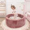 MISIOO Dry Ball Pool, 90x30 cm, rund, Rose, Puffy Lamell, 200 Bälle: Perle, Gold, helles Perlrosa