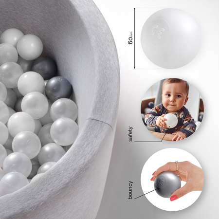 MISIOO Bälle für das Bällebad, 6 cm, Satz mit 200 Stück: Perle, transparent, silber