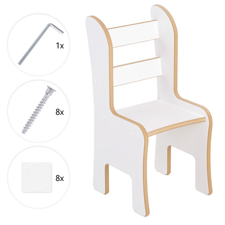 MISIOO Zestaw krzesełko + stolik dla dzieci, białe, Wooden Play