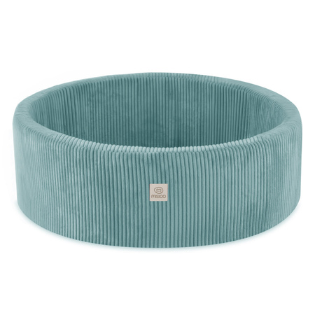 MISIOO Bällebad, blau, rund, Premium-Cord, 90x30, 200 Bälle: pearl, pearl mint, silber