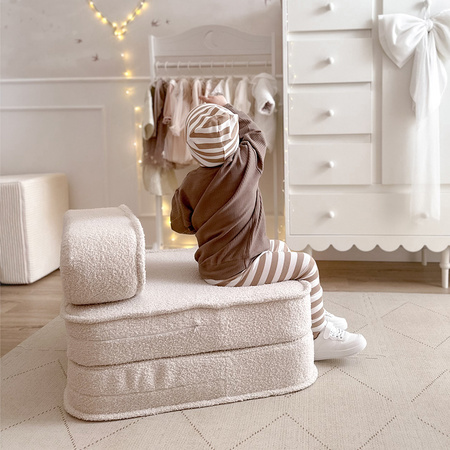 MISIOO Fotel rozkładany dla dziecka, 150x60x25 cm, szary baranek