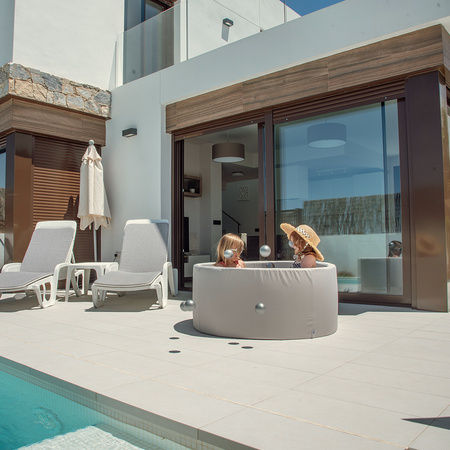 MISIOO Bällebad, 90x30 cm, rund, hellgrau, aktiv