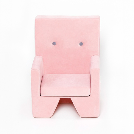 MISIOO Sessel, rosa - graue Knöpfe, Samt - Premium Kollektion