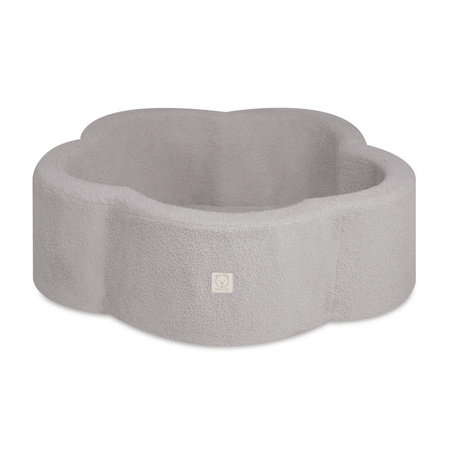 MISIOO Trockenblumenpool mit Matte, 95x30 cm, graues Lammfell (+ 300 Kugeln silber, perlmutt, hellblau), Floral Fun Zone