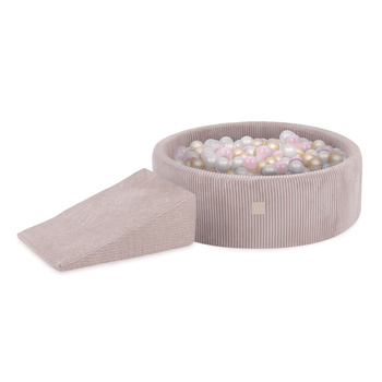 MISIOO Playground Dry Pool + Triangle (+200 Bälle: pearl, gold, pearl light pink), hellrosa, Premium Cord