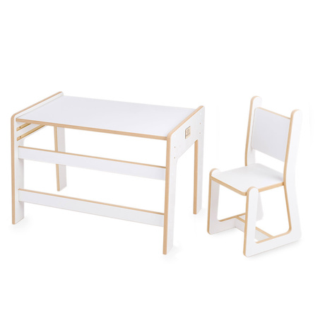 MISIOO Zestaw krzesełko + stolik dla dzieci, białe, SmartSeat, Wooden Play