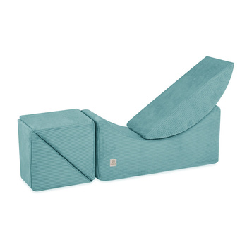 MISIOO Kinder Chaiselongue, Liege, 145x35x45cm, hochwertiger blauer Kord
