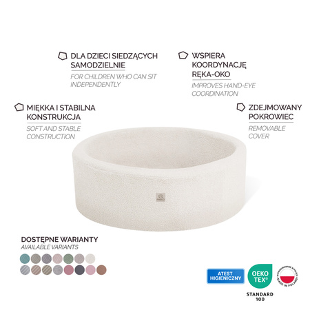 MISIOO Bällebad, rund, 90x30 cm, graues Lammfell