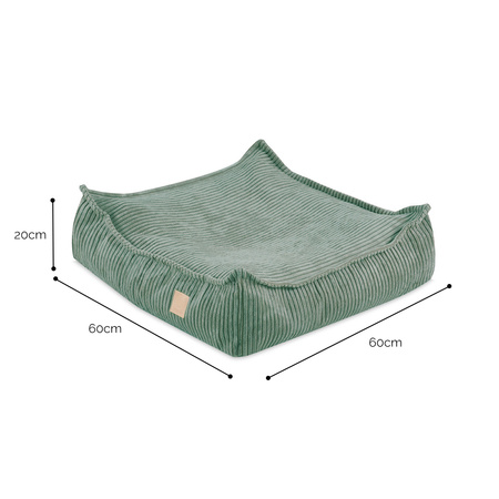 MISIOO pouf, 60x60 cm, coussin de sol, vert, velours côtelé de qualité supérieure