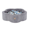 MISIOO Dry flower pool , 95x30, grau, Premium Cord, Floral Fun Zone, 200 Bälle: perle, silber, hellblau