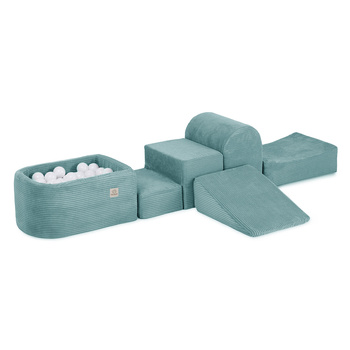 MISIOO Mini-Spielplatz (+Pool und 100 Bälle:Perle, Silber), blau, Premium-Cord