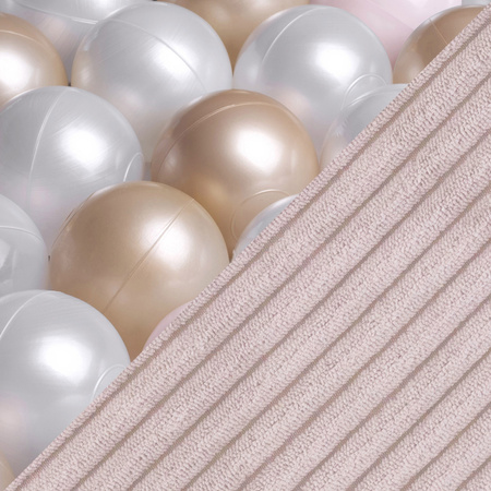 MISIOO Bällebad , 95x30, hellrosa, Premium-Cord, Floral Fun Zone, 200balls: pearl, hellrosa pearl, gold, Floral Fun Zone