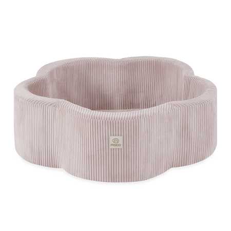 MISIOO Suchy basen kwiatek , 95x30, jasny róż, sztruks premium, Floral Fun Zone, 200piłek: perłowy, jasny różowy perłowy, złoty