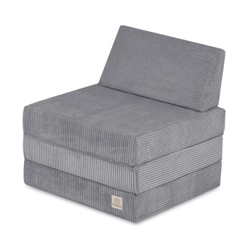 MISIOO Foldie große Matratze mit Kopfstütze, hochwertiger grauer Kord