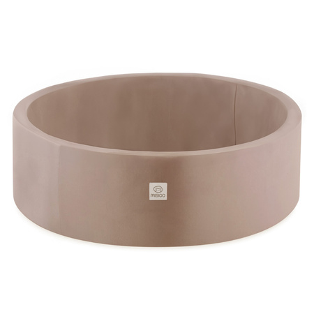 MISIOO Bällebad, beige, rund, Samt, 90x30, 200 Bälle: perlmutt, gold, transparent