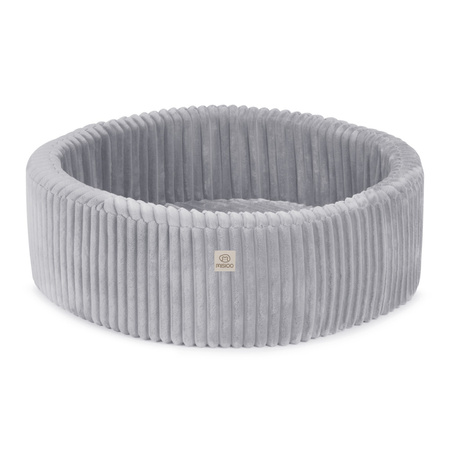 MISIOO Dry Pool, 90x30 cm, rund, grau, Puffy Lamell (+200 Perlenkugeln, hellblau, silber)