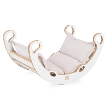 MISIOO Baby Wippe Mini Rocker XS 2in1 + Kissen Licht Beige, weiß, Holzspiel