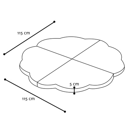 MISIOO Blumenmatte, 115x115x5cm, grau, Outdoor, wasserdicht