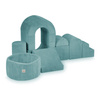 MISIOO Spielplatz-Schloss mit Pool+150 Bällen (Perle, Silber), hochwertiger blauer Kord