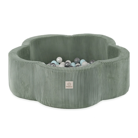 MISIOO Dry flower pool, 95x30, grün, Premium Cord, Floral Fun Zone, 200 Kugeln: pearl, pearl mint, silver