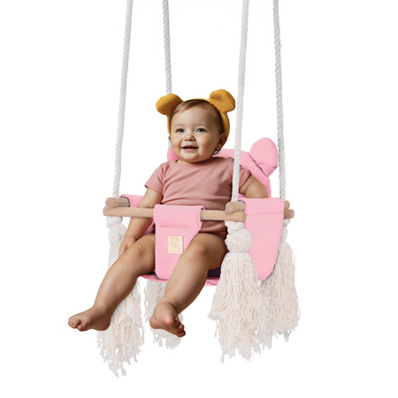 Misioo Teddybär-Schaukel, rosa, Samt