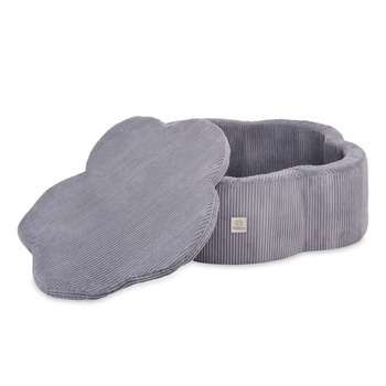MISIOO Bällebad Blumenbecken mit Matte, 95x30, grau, Premium-Cord, Floral Fun Zone