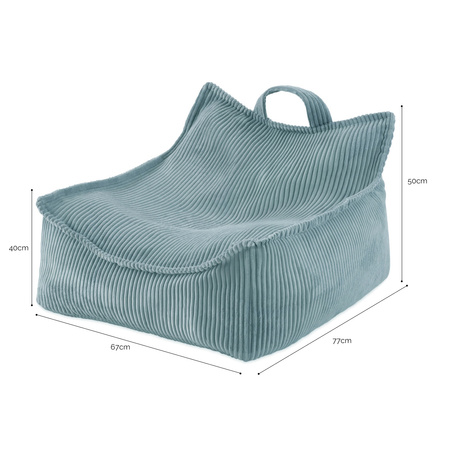 MISIOO Puffy Square Armchair, 77x67x50, blue, premium corduroy