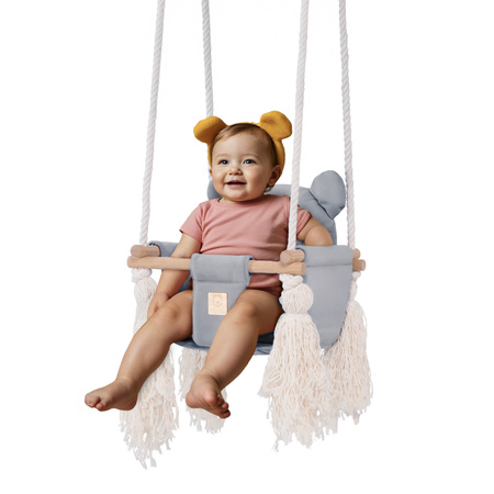 Misioo Teddybär-Schaukel, grau, Samt