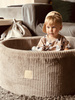 Misioo Bällebad, beige, rund, Kord, 90x30, 200 Bälle: Perle, hellrosa, gold
