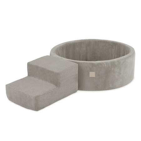 MISIOO Playground Dry pool 90x30 + step (+200 balls: pearl, gold, yellow), beige, premium corduroy