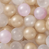 Misioo Bällebad, beige, rund, Kord, 90x30, 200 Bälle: Perle, hellrosa, gold