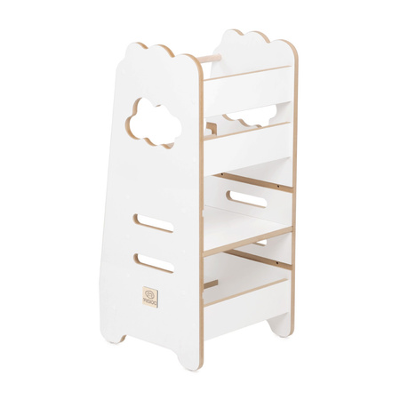 MISIOO Kinder Küchenhelfer, Küchenhocker, Küchenhelfer, 3 Ebenen, weiß, Wolke, Holzspiel