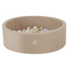 MISIOO Dry Pool, rund, beige, Outdoor, wasserdicht, 90x30 cm, 200 Bälle: perlgrau, transparent, gold