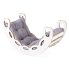 MISIOO Small Rocker 4-in-1 Wippe + Kletterwand/Rutsche + Kissen (Velvet grey), weiß Wooden Play