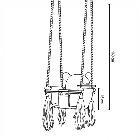 Misioo Teddybär-Schaukel, grau, Samt