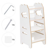 MISIOO Children's kitchen helper, kitchen stool, Kitchen Helper, 3 levels, white, cloud, Wooden Play