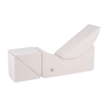 MISIOO Kinder Chaiselongue, Liege, 145x35x45cm, cremefarbenes Lammfell